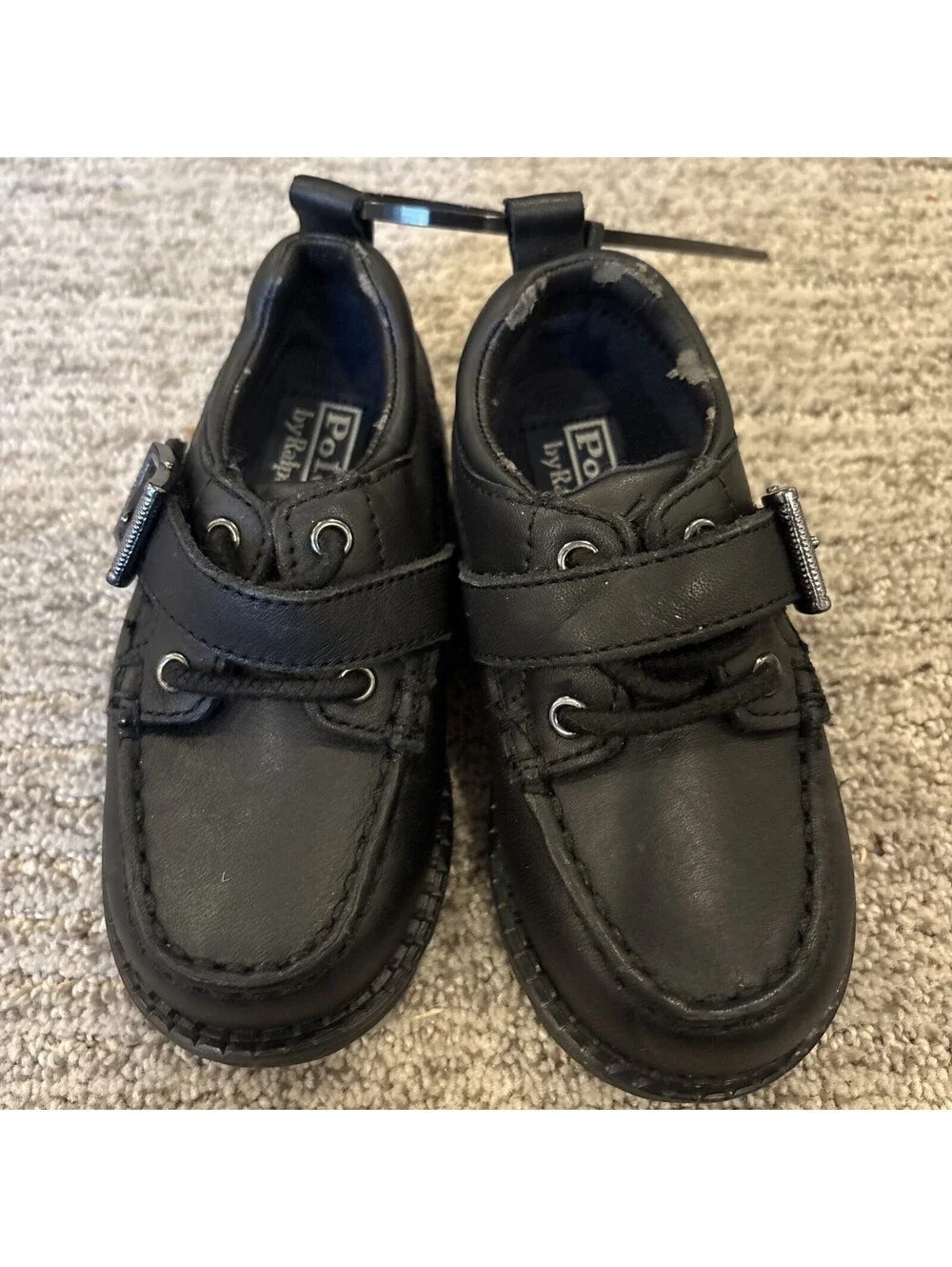 Polo Ralph Lauren Boys Toddler Brown Leather Dockers Loafers Shoes Size 7 13cm